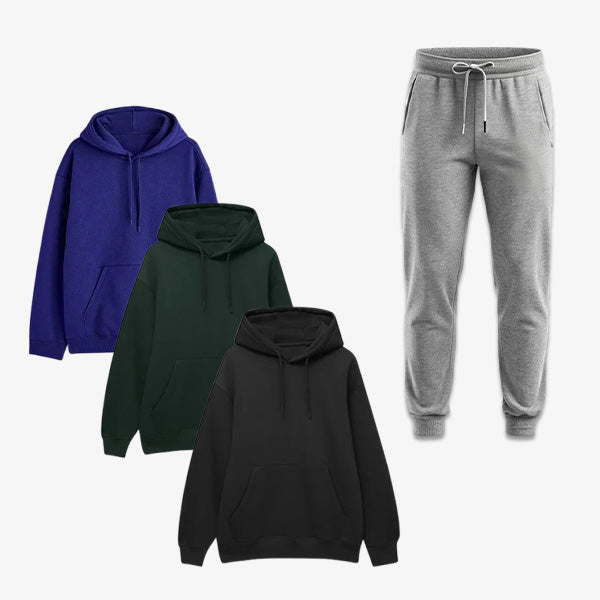 3-Hoodie Pack + Free Sweatpant