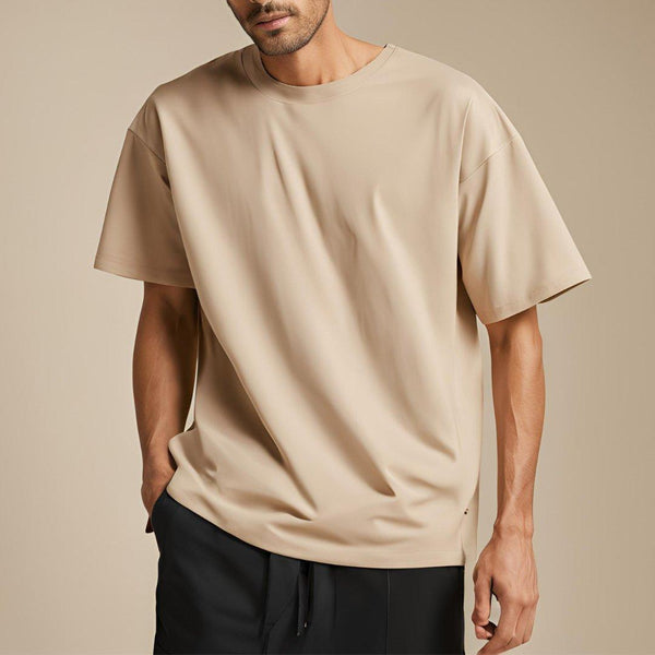 Beige Drop Shoulder Tee - Maniyas