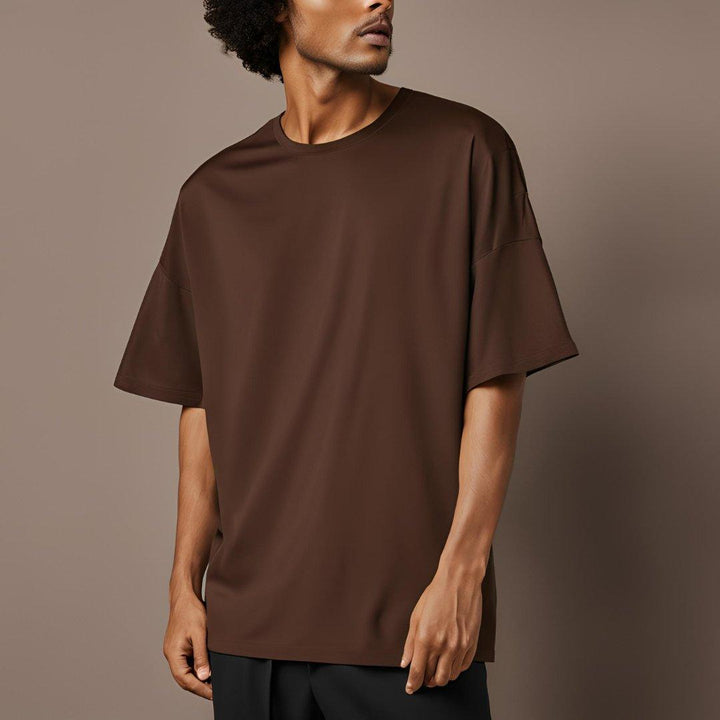 Brown Drop Shoulder Tee - Maniyas